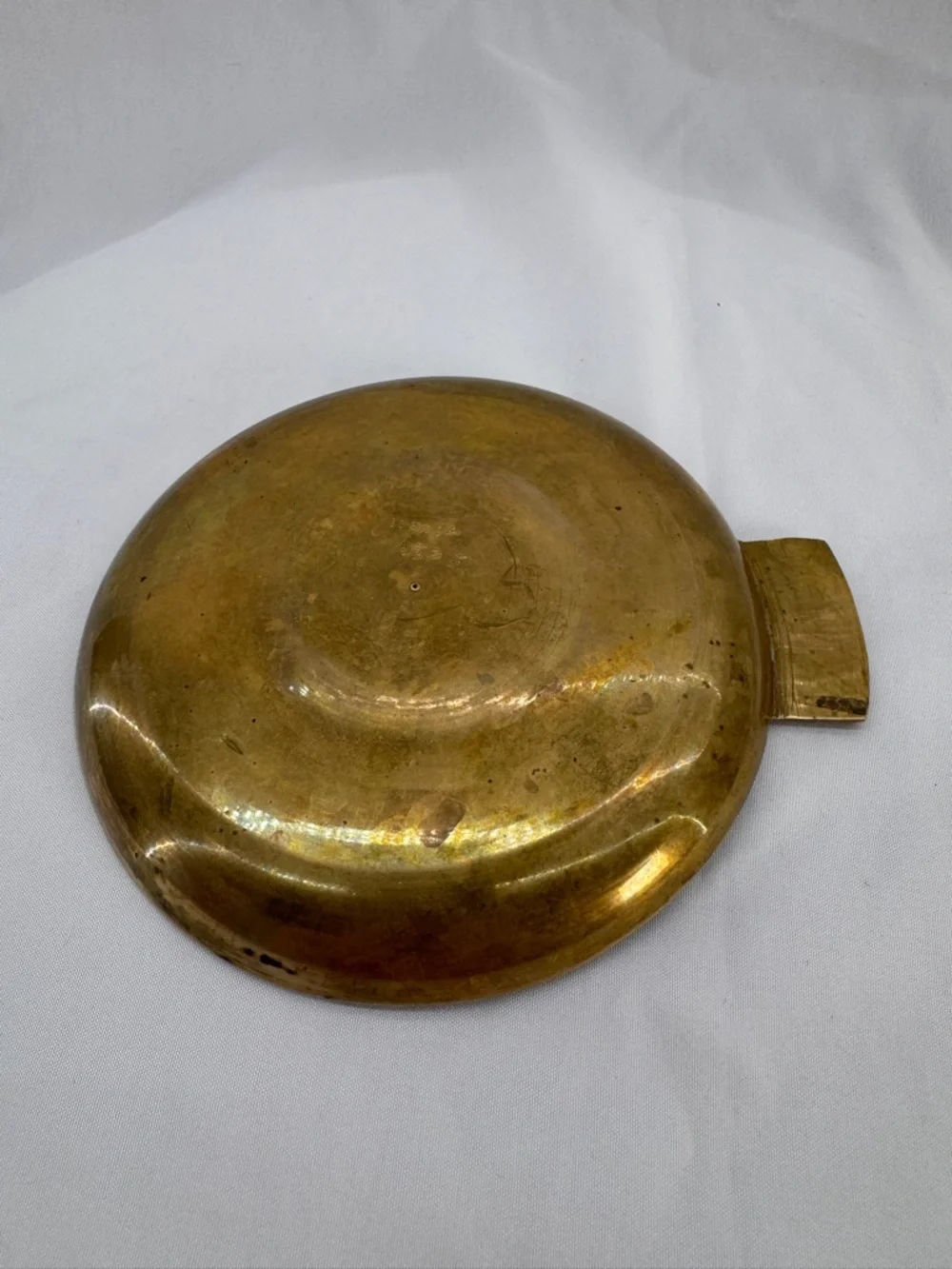 MCM Boho Decor Vintage Etched Brass Floral Ashtray & Walnut Wood Trinket Dish